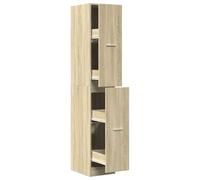 Tmriohed Armario para farmacia de roble Sonoma, armario extraíble de 30 x 41 x 174,5 cm, armario de madera con 4 cajones, armario auxiliar para cocina, pasillo y oficina