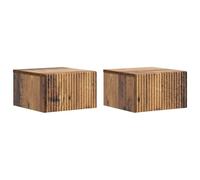 Tmriohed Juego de 2 mesitas de noche montadas en la pared, madera vieja, 33 | Estantería colgante para dormitorio que ahorra espacio y está hecha de madera resistente con dos cajones para un
