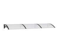 Tmriohed Marquesina para puerta negra y transparente, 300 x 75 cm, de policarbonato, resistente a la intemperie con soportes de ABS y listones de aluminio