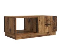 Tmriohed Mesa de café con aspecto de madera envejecida, 90 x 50 x 37 cm | Elegante mesa de salón con dos compartimentos de almacenamiento, prácticas puertas batientes y cuerpo resistente.