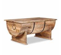 Tmriohed Mesa de centro de madera maciza de mango, 88 x 50 x 40 cm, estilo | Mesa de salón hecha a mano de cuerpo de madera auténtica con gran compartimento interior para periódicos y objetos cotidianos