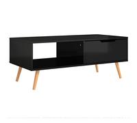 Tmriohed Mesa de centro de madera MDF (100 x 49,5 x 43 cm), color negro | Moderna mesa de café para el salón con una amplia superficie de almacenamiento hecha de MDF de fácil cuidado con un aspecto
