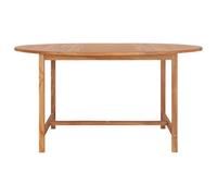 Tmriohed Mesa de comedor redonda de madera maciza de teca, 150 x 76 cm | Mesa redonda grande de madera de teca pulida con agujero para sombrilla para jardín, terraza y comedor.