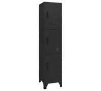 Tmriohed Taquilla negra 38 x 45 x 180 cm de acero - Robusto armario de valor con cerradura con 3 compartimentos, taquilla para oficina, escuela, gimnasio y sótano, armario de metal