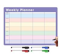 TMS A3 Planificador semanal magnético y organizador - Pizarra blanca totalmente personalizable para tareas familiares o de negocios y planificación de comidas - con 4 bolígrafos magnéticos de borrado