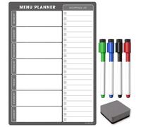 TMS Agenda semanal familiar A4 | planificador de comidas de borrado en seco | pizarra blanca y lista de compras para tu hogar, cocina, nevera | 4 bolígrafos y borrador (approx 21 x 30 cm)