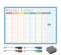 TMS - Pizarra blanca semanal A3, calendario magnético para nevera y bolígrafos de borrado en seco, planificador de comidas o familia para cocina (rubor, A3-mensual)