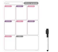 TMS Planificador semanal para nevera (420 x 297 mm) | calendario magnética de borrado en seco | con un rotulador pizarra blanca incluido