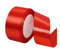 TMSLAND 1 Rollos Cinta de Raso Roja 40mm, 22 Metros Cinta Roja Cinta de Satén Rojo Seda Raso para Envolver Regalos, Floristerías, Costura, Bodas, Celebraciones