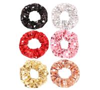 TMTGTS 6 gomas para el pelo Scrunchies, grandes, elásticas, con lentejuelas, anillos para el pelo, de tela neón, para mujeres y niñas (Mixed1#)