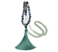 TMTGTS Collar de borla, 1 unidad, cadena Mala, 108 cuentas, cadena de bohemia, cadena de jersey, cadena de budismo, cadena de ágata, joyas de piedra natural, cadena para hombres y mujeres, yoga,