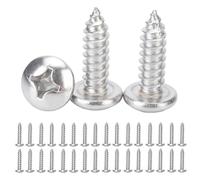 TMTGTS Tornillos universales 40 unidades, M6 x 16 mm, tornillos pequeños, cabeza plana, tornillos autorroscantes de acero inoxidable, tornillos de cabeza plana, tornillos Phillips para madera