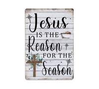 TMWHONG Cartel de metal vintage con texto en inglés "Jesus Is The Reason for The Season" para oficina, sala de estar, bar, decoración de pared, 20,3 x 30,5 cm