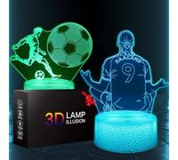 TMXSQ Luz nocturna de fútbol con 2 diseños - Ilusión 3D 16 colores con mando a distancia, regalos de fútbol para niños niñas adolescentes hombres