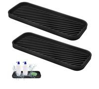 TMZELOA 2 alfombrillas de silicona para escurrir, 23 x 9 cm, color negro, antideslizantes, estrechas, de secado rápido, de silicona, organizador para fregadero, soporte para esponjas, cepillos y jabón