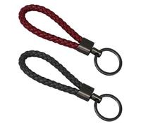 TMZELOA 2 llaveros de cuero trenzado para llaves de coche de cuero para coche llavero corto para coche, moto, bicicleta y casa