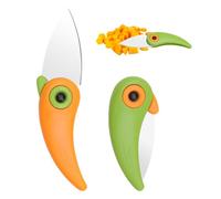TMZELOA 2PCS Multifuncional Pelador Cortador Portátil, Pájaro de Bolsillo Plegable del Cuchillo Cortador Pequeño Cuchillo Plegable con Hoja Afilada de 5 cm, Cuchillo de Fruta con Forma de Loro