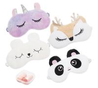 TMZELOA 4 Piezas Antifaz para Dormir Animales, Antifaz Dormir Niño, Máscara de Ojos de Felpa Esponjoso en 3D, Antifazs para Dormirs para Niños para Niñas, Niños, Viajes, Siestas, Accesorios de fiesta