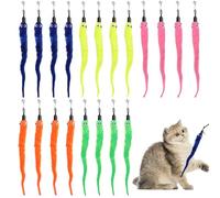 TMZELOA Juego de 20 juguetes para gatos - Colorido juguete para gatos gusano con campana colgante de repuesto - Juguete interactivo de peluche mágico, juguete de pesca para gatitos entrenamiento y