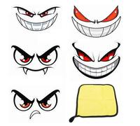 TMZELOA Pegatinas Ojos Demonio para Robot Cortacésped Coche - 5 Stickers Reflectantes Autoadhesivos Impermeables - Decoración Auto, Cubos de Basura - con Paño de Limpieza Incluido