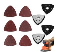 TMZELOA Plato Lijadora Triangular 93mm 6 Agujeros con 30 Papeles de Lija Grano 40-240 - Plato Lijadora Multitool Autoadhesivo para Madera, Metal, Pared, Renovación, Compatible Fein Multimaster, Bosch