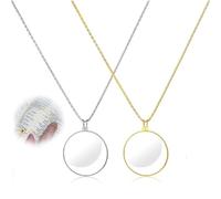 TMZELOA Set de 2 Lupa monóculo con Collar, Lupa 5X con Lente de Vidrio, Colgante Retro en Oro y Plata, diámetro 42 mm para Leer Letras pequeñas en Libros y periódicos