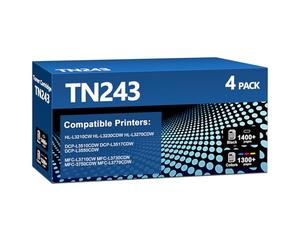 TN-243CMYK TN243 TN247 Compatible para Brother TN 247 TN 243 TN243CMYK Tóner para Brother MFC-L3750CDW DCP-L3550CDW HL-L3210CW HL-L3230CDW MFC-L3730CDN MFC-L3710CW Pack de 4 Negro Cian Amarillo