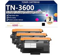 TN-3600 Cartucho de Tóner Compatible para Brother HL-L5210DN L5210DW L5215DN L6415DW L6210DW L6210DWT L6410DN Impresoras【Alto Volumen de Impresión con Chip】,Black-3 Pack
