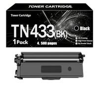 TN-433BK Cartucho de Tóner Compatible para Brother con Chip | Para HL-L8360CDW HL-L8360CDWT HL-L9310CDW MFC-L8895CDW MFC-L8900CDW MFC-L9570CDW - TN-433C TN-433M TN-433Y - 1 Cartucho,Black