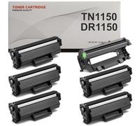 TN1150 DR1150 Pack 5 Toner y 1 Tambor (Drum) Compatible con Brother TN-1150 DR-1150