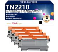 TN2210 Cartucho de Tóner Compatible para Brother HL-2240 HL-2240D HL2270DW FAX-2940 FAX-2845 FAX-2840 DCP-7055 DCP-7060D Impresoras, Alto Rendimiento 2600 Páginas, Impresión Nítida,Black-4 Pack