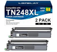 TN248XL TN-248XLBK TN-248BK Tóner de Repuesto para Brother TN248XL Negro Tóner para Brother MFC-L3760CDW MFC-L3740CDW Toner Negro DCP-L3560CDW HL-L3240CDW MFC-L8390CDW DCP-L3555CDW (2 Negros)