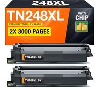 TN248XL TN248 Tóner para Brother MFC-L3740CDW MFC-L3760CDW HL-L3220CWE (2 Tóner Negro con Chip)