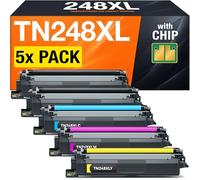 TN248XL TN248 Tóner para Brother MFC-L3740CDW MFC-L3760CDW HL-L3220CWE (5 Tóner con Chip)