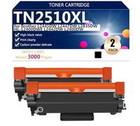 TN2510XL Cartuchos de Tóner Compatibles para Brother L2445DW L2447DW L2835DW HL-L2400DWE L2442DW L2400DW Impresoras, Impresión Nítida, Alto Rendimiento 3000 Páginas,Black-2 Pack