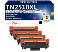 TN2510XL Cartuchos de Tóner de Alta Capacidad para Brother L2445DW L2447DW L2835DW HL-L2400DWE L2442DW L2400DW Impresoras, Transparentes y Duraderas,Black-4 Pack