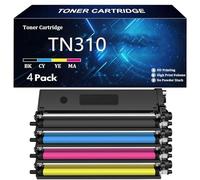 TN310 Cartucho de Tóner Repuesto para Brother TN310 TN310K TN310C TN310Y TN310M para Brother HL-4150CDN 4570CDW DCP-9055CDN MFC-9460CDN 9970CDW Impresoras con Chip,4 Color-4 Pcs