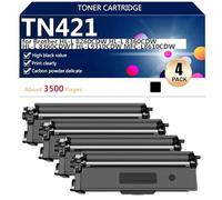 TN421 Cartuchos de Tóner de Alta Capacidad Compatibles para Brother HL-L 8260CDW HL-L 8360CDW HL-L 8360CDWT HL-L9310CDW MFC-L8610CDW Impresoras, 3500 Páginas,4*Black