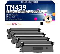TN439 Cartuchos de Tóner de Alto Rendimiento Compatibles para Brother HL-L8260CDW HL-L8360CDW HL-L8360CDWT HL-L9310CDW MFC-L8610CDW Impresoras, 3000 Páginas,4*Black