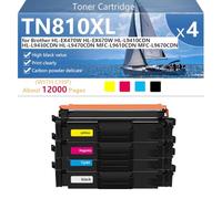 TN810XL Cartucho de Tóner Compatible para Brother HL-EX470W HL-EX670W HL-L9410CDN HL-L9430CDN HL-L9470CDN MFC-L9610CDN Impresoras, Alto Rendimiento 12000 Páginas, Impresión Nítida,BCMY-1 Pack