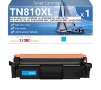 TN810XL Cartucho de Tóner para Brother HL-EX470W y HL-EX670W HL-L9410CDN HL-L9430CDN HL-L9470CDN MFC-L9610CDN MFC-L9670CDN Impresoras, 12000 páginas,Cyan-1 Pack
