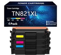 TN821XL Cartucho de Tóner de Repuesto para Brother TN821XL TN821XLBK TN821XLC TN821XLY TN821XLM para Brother HL-L9430CDN L9470CDN MFC-L9630CDN 9670CDN Impresoras con Chip,4 Color-4 Pack