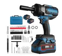 Tnamdan Pistola de impacto bateria 1500N 1/2'' Llave de impacto 3 velocidades ajustables Llave de impacto a bateria 2 x 3000 mAh LED incorporada Motor sin escobillas Pistola de impacto