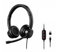 T'nB ACTIV200S - Auriculares profesionales con cable USB-A y USB-C con micrófono ajustable, controles intuitivos, ligeros y cómodos, con aro ajustable, Plug & Play, color negro