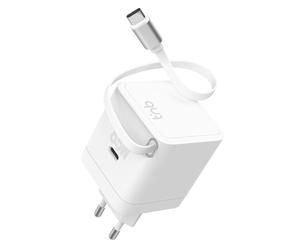 T'nb - cargador gan, 2 usb-c 1 usb-a, power delivery, 65 w, color blan