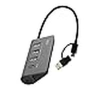 T'nb Hub 4 en 1, USB-A y USB-C 3.0 de aluminio a 3X USB-A + 1xUSB-C - Gris oscuro