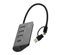 T'nb Hub 4 en 1, USB-A y USB-C 3.0 de aluminio a 3X USB-A + 1xUSB-C - Gris oscuro