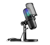 T'nB - Micrófono USB con condensador para PC y PlayStation PS4/PS5, micrófono para juegos de luz RGB, transmisión y podcast, ideal para Youtube, Twitch, Discord y videojuegos, color negro