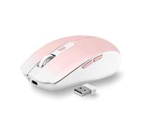 T'nB - Ratón inalámbrico de diseño, doble modo Bluetooth y USB-A, recargable de alta autonomía, silencioso, precisión de 1600 DPI, 6 botones, compatible con Windows, Linus y MacOs - Rosa