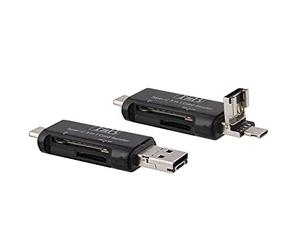 T'nB TCREAD3IN1 Lector de Tarjeta Negro USB 3.0 (3.1 Gen 1) Type-C - Lector de Tarjetas de Memoria (SD, Negro, 480 Mbit/s, USB 3.0 (3.1 Gen 1) Type-C, 10 g, 1 Unidad)